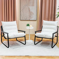 Accent Chair with Arms Living Room Chair with Cushion Comfy Chairs Padded Patio Leisure Lounge Chair Sturdy Comfy for Reading Nook &amp Bedroom 200Lbs Capacity(White 1-2)