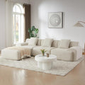 113 Cloud Compressed Modular Sectional Sofa Boneless Couch for Living Room Modern Corduroy Upholstered L-Shaped Corner Couch with Reversible Ottoman for Apartment | Deep Seat Wider Armrest Free Co