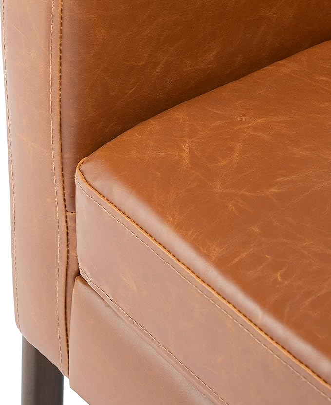 SAFAVIEH Home Collection Roald Faux Leather Sofa Accent Club Chair ACH6209C Light Brown/Antique Coffee