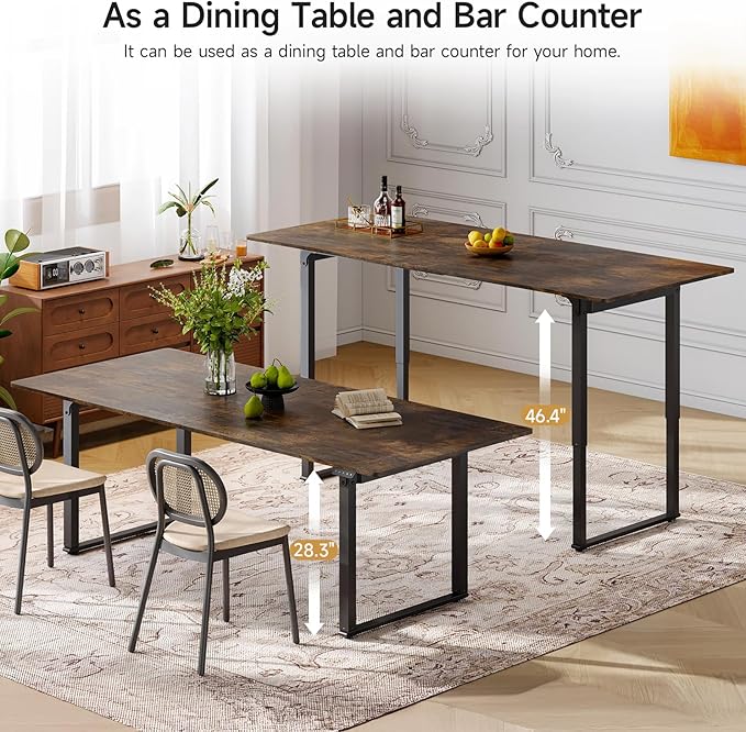 ONBRILL Standing Desk 71x32 Inches Rectangle Stand Up Desk with 4 Legs Dual Motor and Memory Controller Adjustable Height from 28-46 Inches for Home and Computer Workstation Rustic Brown