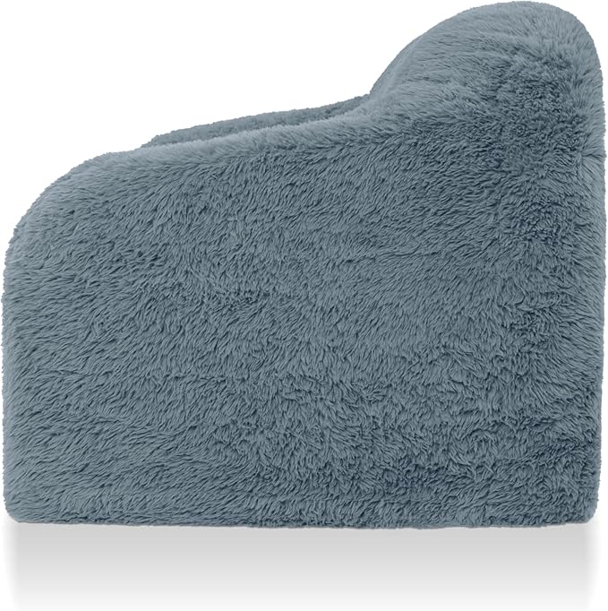 24/7 Shop at Home Garel Modern Upholstered Foam Sofa Chair with Curved Back and Arm Compressed Couch in a Box No Assembly Required for Home Theater and Living Room Ocean Blue