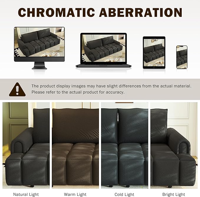 90.2 Futon Sofa Bed King 3-in-1 Teddy Convertible L-Shaped Sofa Upholstered Loveseat Couches Pull Out Couch Bed Small Spaces Deep Seat Storage for Living Room Apartment Black