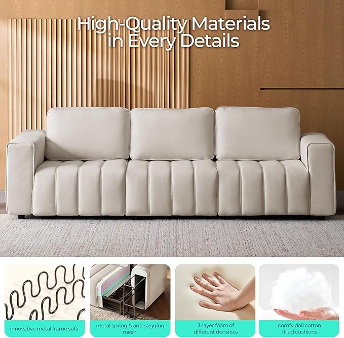 LINSY HOME Oversized Modular Sectional Sofa Chair Deep Seat Upholstered Armchair with Anti Cat Stretch Fabric and Metal Frame Modern Single Sofa for Living Room Bedroom Apartment Reading Room Beige