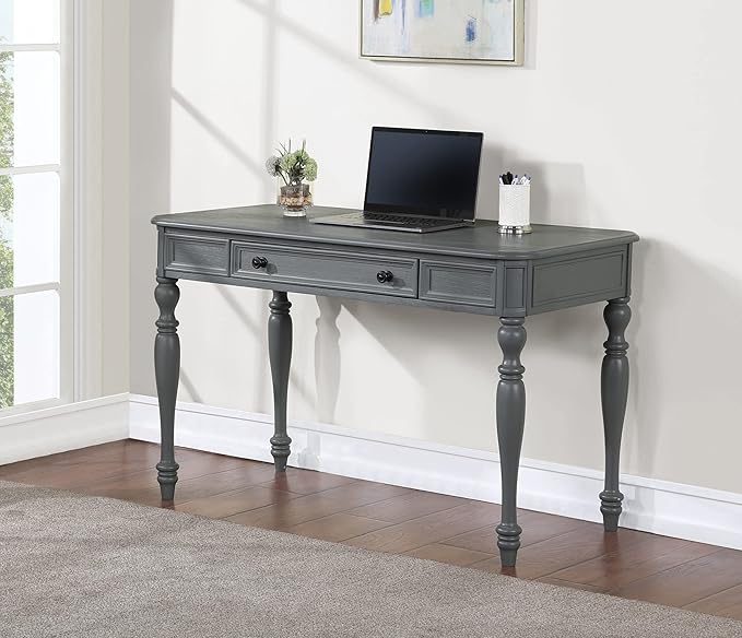 OSP Home Furnishings Country Meadows 48 Inch Writing Desk with Drawer Plantation Grey