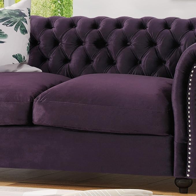 Christopher Knight Home Karen Traditional Chesterfield Loveseat Sofa BlackBerry and Dark Brown 61.75 x 33.75 x 27.75