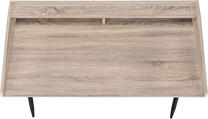 Computer Desk Home Office Laptop Storage Shelves 48 l Work Brown Laminate Black Metal Contemporary Modern PN968