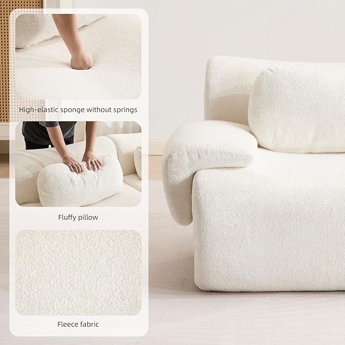 79.6 Boneless Couches for Living Room Set Cloud Modular Sectional Sofa in a Box Memory Foam Modern Couch Big Comfy Compressed Sofas Loveseat for Small Spaces Bedroom Apartment White