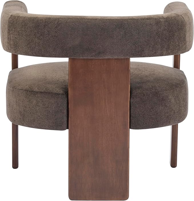 Christopher Knight Home Nettie Modern Accent Chair for Living Room Velvet Fabric Single Lounge Sofa Chair with Wooden Frame Comfy Reading Chair for Bedroom Lounge Armchair with Cushion Dark Brown
