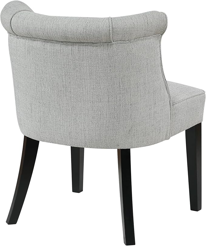 Lexicon Accent Chair Textured Fabric Upholstered Armless Seat with Solid Wood Legs Curved Back Comfy Side Chairs for Living Room/Bedroom/Office/Waiting Area Gray