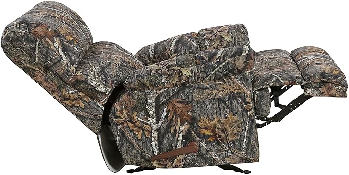 Lexicon Glider Recliner Chair with Lever Handle Textured Microfiber Manual Recliner Plush Stitching Cushion Pillow Top Arms Rustic Armchair for Cabin/Living Room Easy Assembly Camouflage