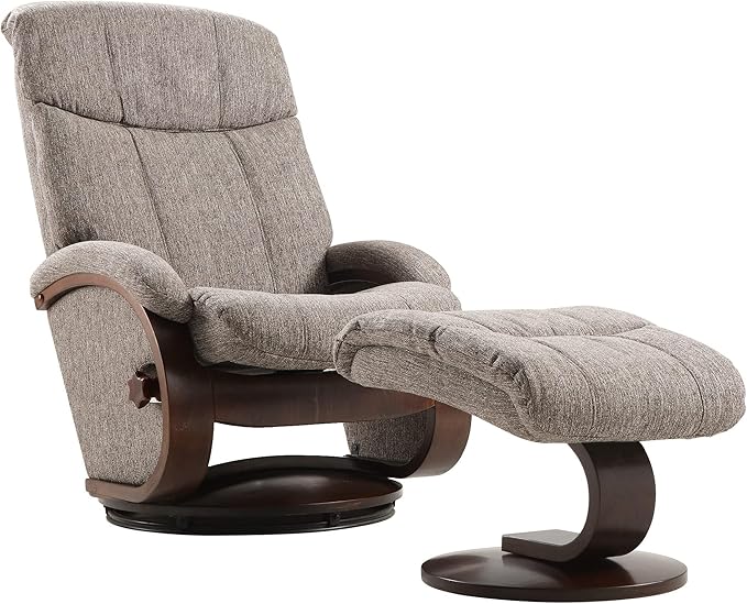 LUCKYERMORE Swivel Recliner Chair with Ottoman Matching Footrest A Whole Solid Wooden Base Memory Foam Filling Easy Assembly 360° Swivel Leisure Lounge Chair for Living Room Bedroom