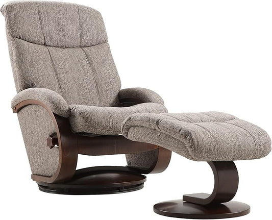 LUCKYERMORE Swivel Recliner Chair with Ottoman Matching Footrest A Whole Solid Wooden Base Memory Foam Filling Easy Assembly 360° Swivel Leisure Lounge Chair for Living Room Bedroom