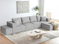 152'' Cloud Couch Sectional Deep Seat Upholstered Sofa Chenille Grey Modular Sectional Couches for Living Room Memory Foam with 6 Pillows No Assembly Required