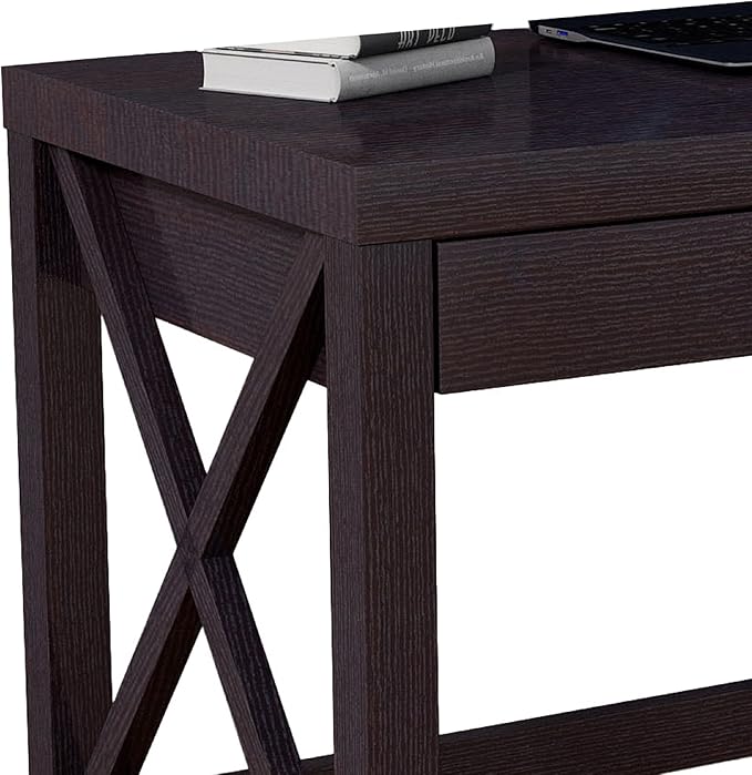 Benjara Home Office Writing Desk- 2 Drawers- 47 Farmhouse Red Cocoa Brown