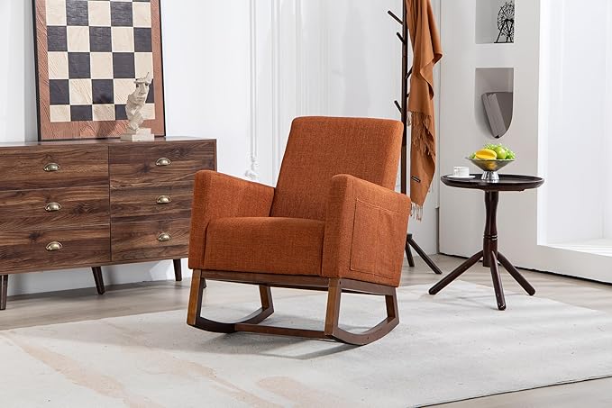 Mid Century Modern Accent Chair with Wood e Upholstered Living Room Chairs with Waist Cushion Reading Armchair for Bedroom Sunroom