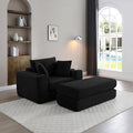 KEIKI 52.4 Oversized Boneless Chaise Lounge Chair with Ottoman Modular 3-in-1 Sofa Bed for Reading Sleeper Couch Chairs for Living Room Black