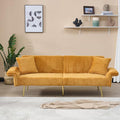 79 Corduroy Futon Sofa Bed Small Couch Loveseat Convertible Futon Sleeper Sofa with Folding Armrests and 2 Pillows Modern Couch for Living Room Bedroom Yellow