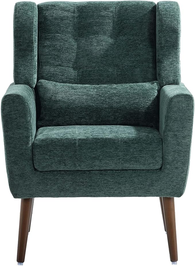 Modern Accent Chair&ampWingback Chair&ampLiving Room Chairs ComfySmall Arm Chair&ampClub Chair&ampSide Chairs for Living RoomSingle Chairs Living Room with Waist Pillow for Small SpaceOffice (B