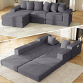 102 Sectional Couches for Living RoomCustomizable Boneless Couch Convertible Modular Sectional Sofa Bed Plush Corduory Sleeper Sofa Folding Futon L Shaped Couch No Assembly(Grey)