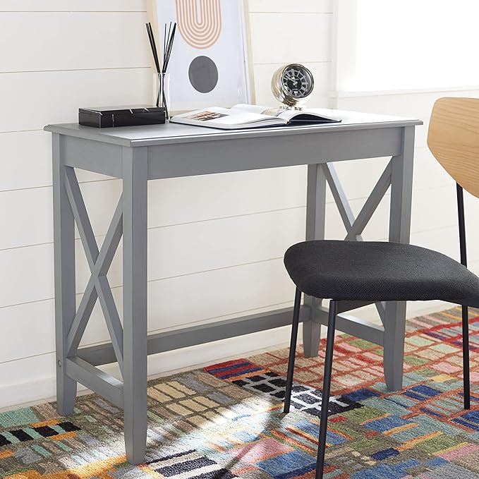 SAFAVIEH Home Collection Kaytee Brown Computer Table Office Desk DSK5713B Distressed Grey