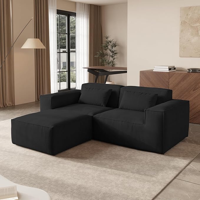 JACH 86.62 Modular Sectional Couch Huge Plus Love Seat Sofa Modern Comfy Cloud Couches with Reversible Chaise Ottoman Sofa Furniture for Living Room Office Apartment Black
