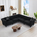 AVZEAR Chesterfield Modular Sectional Sofa Comfy Leather PU Couch Sectional with 2 Pillows Modern Upholstered Couches Living Room Furniture Sets for Living Room Bedroom and Apartment Black