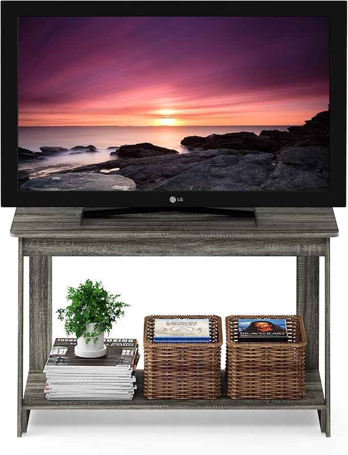 Furinno BEGINNING TV Stand 2-Tier Entertainment Center with Open Shelf TV Console for TV up to 36 Inch for Living Room Bedroom French Oak
