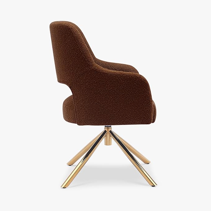 WestinTrends Genevieve Mid-Century Modern Wide Boucle Swivel Accent Arm Chair Rust Orange