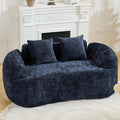 67 Curved Loveseat Sofa with 2 Pillows Modern Boneless Couch in a Box Small Cloud Loveseat for Bedroom Small Space Apartment Living Room Memory Foam Chenille No Assembly (Blue)