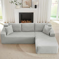 104 Cloud L Shape Couch with Chaise Modular Sectional Couches with Deep Seat Corduroy Sofas for Living Room Boneless Memory Foam Couch No Assembly (Light Grey Right Facing Chaise)
