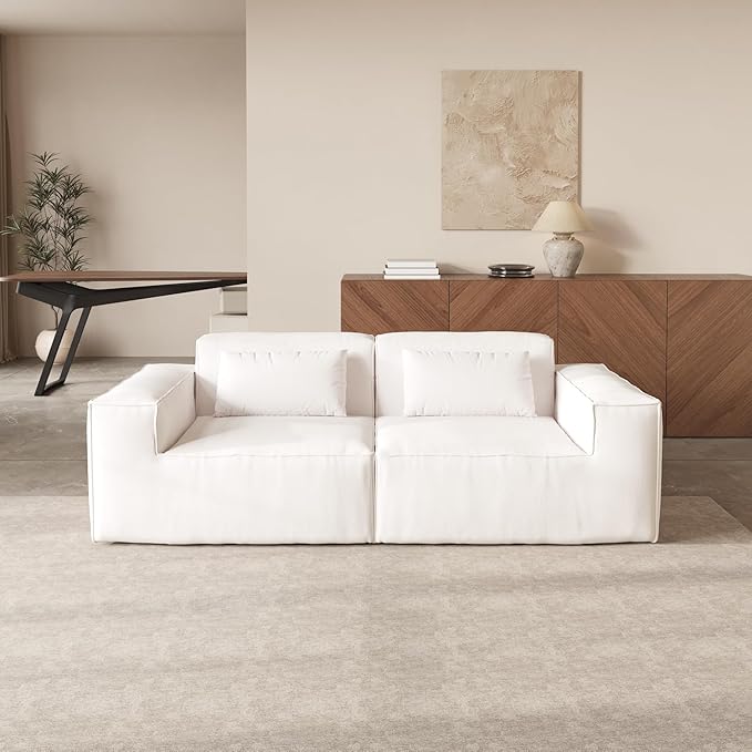JACH 86.62 Modular Sectional Couch Huge Plus Love Seat Sofa Modern Comfy Cloud Couches Sofa Furniture for Living Room Office Apartment Beige
