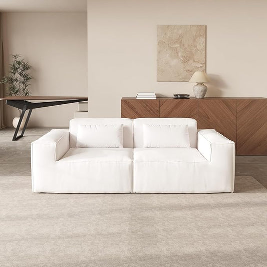 JACH 86.62 Modular Sectional Couch Huge Plus Love Seat Sofa Modern Comfy Cloud Couches Sofa Furniture for Living Room Office Apartment Beige