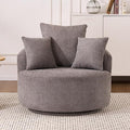 Yoglad 38.58'' Swivel Round Chair Comfy Boucle 360° Accent Chair with Thick Cushion Oversized Modern Single Sofa with 3 Pillows Soft Armchair for Nursery Living Room Bedroom Office (Grey)