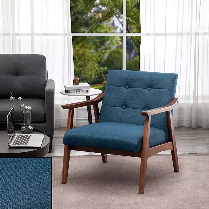 Convenience Concepts Take a Seat Chairs Dark Blue Fabric/Espresso
