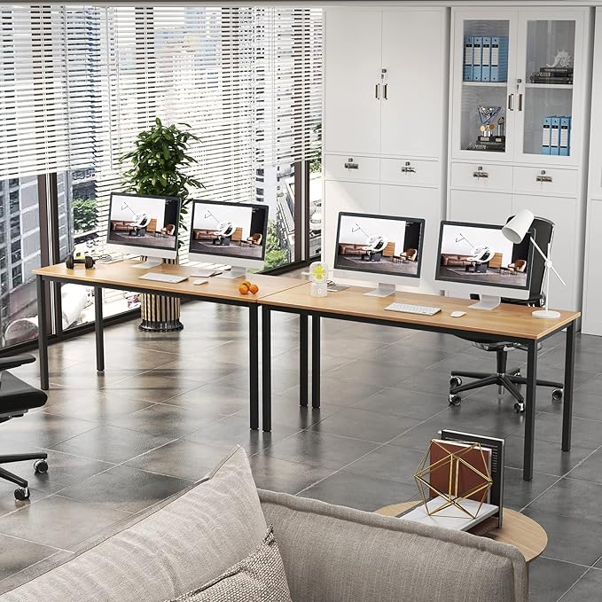 DlandHome 63 inches X-Large Computer Desk Composite Wood Board Decent and Steady Home Office Desk/Workstation/Table BS1-160TB Teak and Black Legs 1 Pack