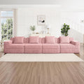 153.5 Boneless Sectional Couch for Living RoomCorduroy Cloud Sofa with Deep Seats and Wide Armrests Memory Foam Sofa 4 Seater Pink Sofa for Apartments
