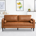 Naomi Home Marisa - Genuine Cowhide Leather Sofa - Mid-Century Modern Apartment 3-Seater Couch - Plush Foam Comfort &amp Sturdy Wood Frame