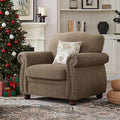 ONBRILL Nailhead Trim Armchair Rolled Arm Accent Chair for Living Room Comfy Chenille Club Sofa Chair w/Springs Cushions &amp Wood Legs Traditional Single Couch Chair for Apartment Farmhouse Bro