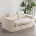 MAXYOYO Bean Bag Chair for Adults Upholstered Floor Sofa with Armrests Loveseat Boneless Couch with Tufted Cushion &amp Backrest Sofa in A Box Large Bean Bag Couch for Bedroom Living Room Beige