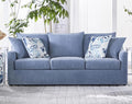 New Classic Furniture Sylvie Polyester 3-Seater Sofa Couch with 4 Accent Pillows Blue Slate