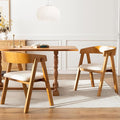 Chogori Wooden Dining Chairs Modern Dining Room Chairs with Arms and Upholstered Seat Farmhouse Style Chairs for Kitchen Dining Room Living Room (Dark Oak Set of 2)