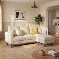 Homall 3 Seat Couch L Shape Sofa with Side Storage Pockage Sectional Couches with Reversible Ottoma Upholstered Sofa for Living Room and Small Spaces (Corduroy White)