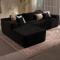106 Cloud Sectional Couch with Chaise LoungeL Shaped Modular Modern SofaComfy Corduroy Fluffy Sofa with Deep SeatNo Assembly Required Couch for Living Room(LeftStripe CorduroyBlack)