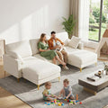 VINGLI 100 W U Shaped Couch with Ottoman 22 Deep Seat Comfortable Sectional Couches for Living Room 3 Seater Chenille Fabric Cloud Sofa for Apartment Small Spaces Bedroom Beige
