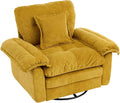 360° Swivel Accent Chair Oversized Plush Modern Chenille Armchair with Padded Seat &amp Back Comfy Spinning Chair for Living Room Bedroom Office (Yellow)