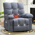 Swivel Recliner Chair for AdultsOversized Rocker Recliner with Vibration Massage and Lumbar HeatErgonomic Rocking Chair with Side PocketUSB Charge Port for Living Room