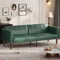 GarveeHome Futon Sofa Bed 75-Inch Modern Faux Leather Convertible Couch Mid-Century Loveseat for Small Space Living Room Bedroom Green