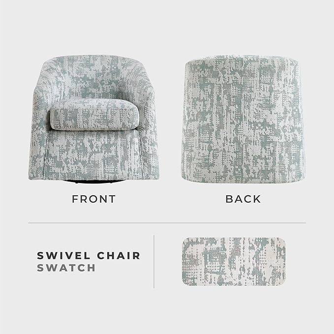 Lexicon 360 Degree Swivel Accent Chair Jacquard Fabric Arm Chair with Metal Swivel Base and Sloped Arms for Living Room/Bedroom/Office Assembled Green