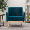 Modern Accent Chair Upholstered Single Sofa Arm Chair for Living Room and Bedroom Upholstered Comfy Armchair Chair with Solid Tapered Metal Legs (Teal)