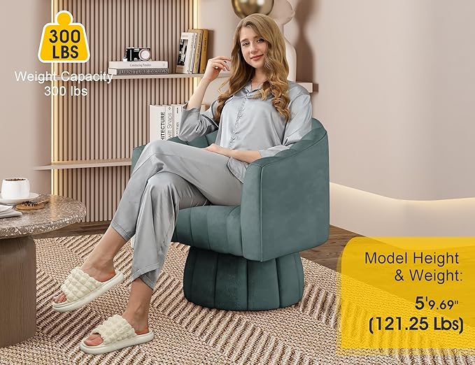 Modern 360 Degree Leather Swivel Cuddle Barrel Accent Sofa Chairs Round Armchairs with Wide Upholstered Leather Reading Chair for Living Room Bedroom Office Waiting Rooms (Navy)